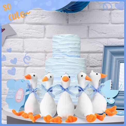 6 PCS One Silly Goose Party Favors محشوة حيوان 6 بوصة أفخم بيضاء أوزة سخيفة مع طوق ناعم محشو بالهدايا دمية بطة مضحكة لإمدادات أعياد الميلاد ديكورات المنزل (الشريط الأحمر) in Saudi Arabia