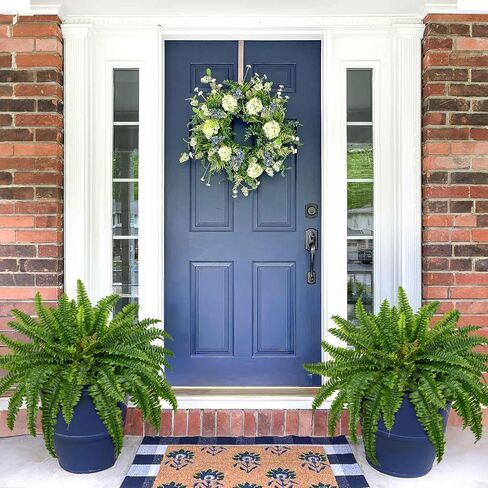 Ferns Artificial Plants 2pcs Faux Ferns for Outdoor Planter Large Fake Ferns Look Real Artificial Ferns with 42 Fronds Hanging Boston Fern Fake Plant Shrubs for Home Farmhouse Garden Porch Decor in Saudi Arabia