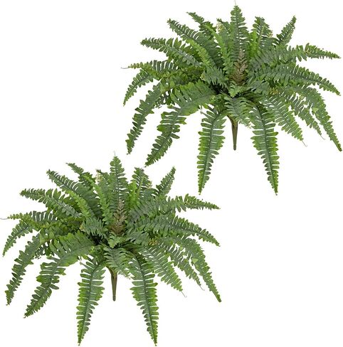Ferns Artificial Plants 2pcs Faux Ferns for Outdoor Planter Large Fake Ferns Look Real Artificial Ferns with 42 Fronds Hanging Boston Fern Fake Plant Shrubs for Home Farmhouse Garden Porch Decor in Saudi Arabia
