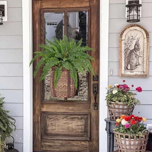 Ferns Artificial Plants 2pcs Faux Ferns for Outdoor Planter Large Fake Ferns Look Real Artificial Ferns with 42 Fronds Hanging Boston Fern Fake Plant Shrubs for Home Farmhouse Garden Porch Decor in Saudi Arabia