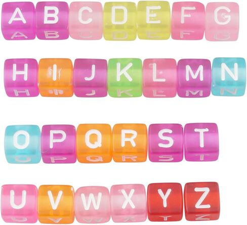 ALLinONE Mixed Acrylic Letter/Alphabet “A-Z"Cube Beads 10x10x10mm for DIY Craft (Transparent Multicolor) in Saudi Arabia