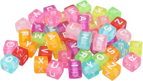 ALLinONE Mixed Acrylic Letter/Alphabet “A-Z"Cube Beads 10x10x10mm for DIY Craft (Transparent Multicolor) in Saudi Arabia