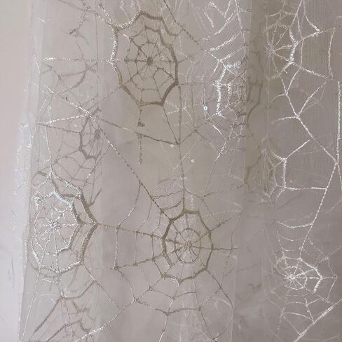النسيج SpiderWeb Lace Fabric ناعم من الدانتيل الأسود من الفناء Halloween Cobweb Tulle Fabric for Diy Top Top Party Party Displays for Table ، Decoreen Decor (White ، 3 Yard (70 × 51 in)) in Kuwait