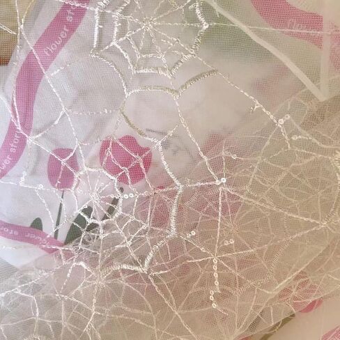 النسيج SpiderWeb Lace Fabric ناعم من الدانتيل الأسود من الفناء Halloween Cobweb Tulle Fabric for Diy Top Top Party Party Displays for Table ، Decoreen Decor (White ، 3 Yard (70 × 51 in)) in Kuwait