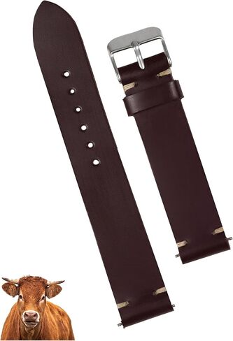 21mm Brown Vintage Leather Watch Band Quick Release Stitched Full Grain Leather Strap For Men Women Handmade Extra Soft Replacement Stainless Steel Strap DH-212-21MM in Saudi Arabia