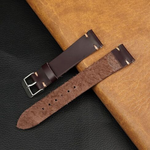 21mm Brown Vintage Leather Watch Band Quick Release Stitched Full Grain Leather Strap For Men Women Handmade Extra Soft Replacement Stainless Steel Strap DH-212-21MM in Saudi Arabia