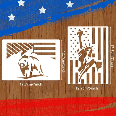 12pcs American Flag Stencils Set, Union 50 Stars and 1776 Patriotic Stencils Flag Star Templates for Painting on Fabric, Wood, Wall, Paper Crafts (5x7 Inch) in Saudi Arabia