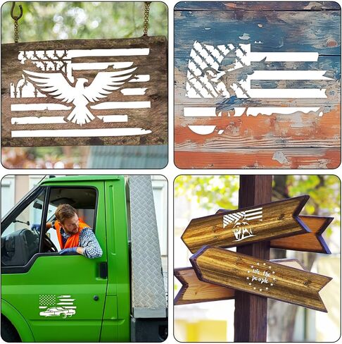 12pcs American Flag Stencils Set, Union 50 Stars and 1776 Patriotic Stencils Flag Star Templates for Painting on Fabric, Wood, Wall, Paper Crafts (5x7 Inch) in Saudi Arabia