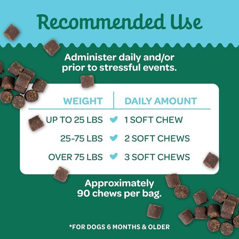 Wholesome Pride Calming Supplement for Dogs - 90 Soft Chews - Natural Anxiety Relief, Separation & Noise Stress Support with Herbal Ingredients, No Melatonin, Non-Drowsy in Kuwait