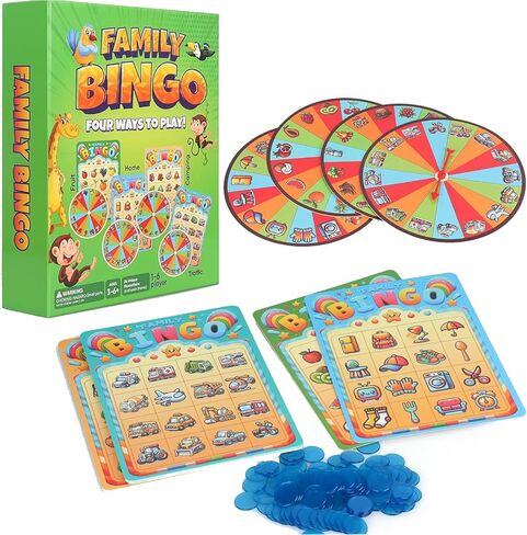 لعبة Bingo Family للأطفال الصغار الذين تتراوح أعمارهم بين 3 سنوات | 4-in-1 bingo التعليمية مجموعة للأطفال مع الأرقام ، والكلمة البصر ، والرسائل والحيوانات | لعبة لوحة صديقة للأسرة للتعلم والمرح | 2-4 لاعبين in Kuwait