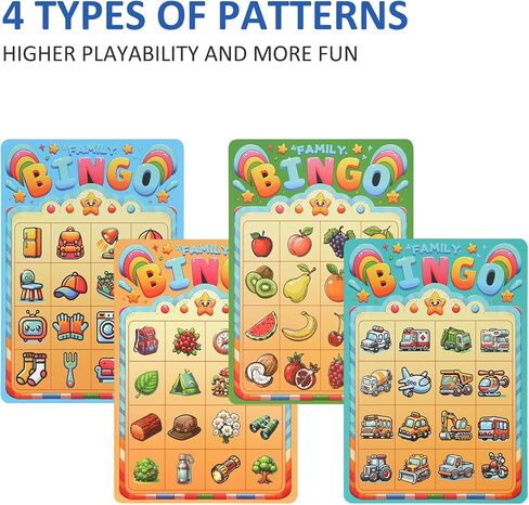 لعبة Bingo Family للأطفال الصغار الذين تتراوح أعمارهم بين 3 سنوات | 4-in-1 bingo التعليمية مجموعة للأطفال مع الأرقام ، والكلمة البصر ، والرسائل والحيوانات | لعبة لوحة صديقة للأسرة للتعلم والمرح | 2-4 لاعبين in Kuwait