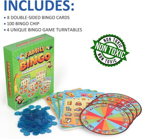 لعبة Bingo Family للأطفال الصغار الذين تتراوح أعمارهم بين 3 سنوات | 4-in-1 bingo التعليمية مجموعة للأطفال مع الأرقام ، والكلمة البصر ، والرسائل والحيوانات | لعبة لوحة صديقة للأسرة للتعلم والمرح | 2-4 لاعبين in Kuwait