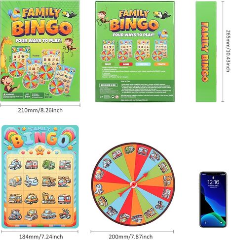 لعبة Bingo Family للأطفال الصغار الذين تتراوح أعمارهم بين 3 سنوات | 4-in-1 bingo التعليمية مجموعة للأطفال مع الأرقام ، والكلمة البصر ، والرسائل والحيوانات | لعبة لوحة صديقة للأسرة للتعلم والمرح | 2-4 لاعبين in Kuwait