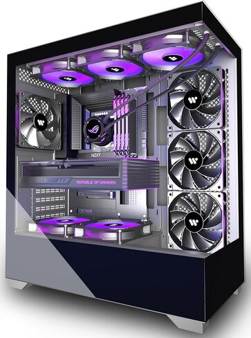 KEDIERS PC CASE ATX 6 PWM ARGB Fans مثبتة مسبقًا، حافظة كمبيوتر USB 3.0 متوسطة البرج مع زجاج مقوى مزدوج الرؤية بالكامل، حافظة كمبيوتر ألعاب سوداء، G800 in Saudi Arabia