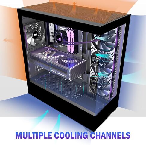 KEDIERS PC CASE ATX 6 PWM ARGB Fans مثبتة مسبقًا، حافظة كمبيوتر USB 3.0 متوسطة البرج مع زجاج مقوى مزدوج الرؤية بالكامل، حافظة كمبيوتر ألعاب سوداء، G800 in Saudi Arabia