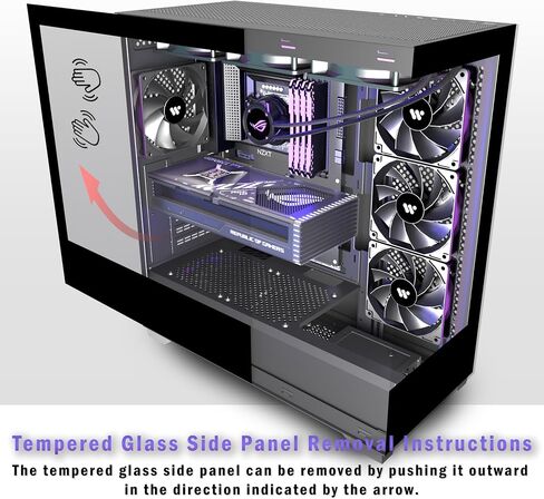 KEDIERS PC CASE ATX 6 PWM ARGB Fans مثبتة مسبقًا، حافظة كمبيوتر USB 3.0 متوسطة البرج مع زجاج مقوى مزدوج الرؤية بالكامل، حافظة كمبيوتر ألعاب سوداء، G800 in Saudi Arabia