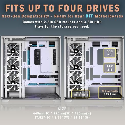 KEDIERS PC CASE ATX 6 PWM ARGB Fans مثبتة مسبقًا، حافظة كمبيوتر USB 3.0 متوسطة البرج مع زجاج مقوى مزدوج الرؤية بالكامل، حافظة كمبيوتر ألعاب سوداء، G800 in Saudi Arabia