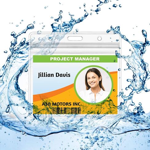 Claev - Horizontal Card Protector - Clear, 4x3 Inch, 50 Pack - Large Clear Waterproof Plastic ID Name Badge Holders for Conferences, Conventions, Offices & Schools in Saudi Arabia