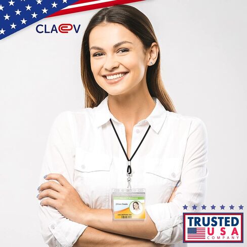 Claev - Horizontal Card Protector - Clear, 4x3 Inch, 50 Pack - Large Clear Waterproof Plastic ID Name Badge Holders for Conferences, Conventions, Offices & Schools in Saudi Arabia