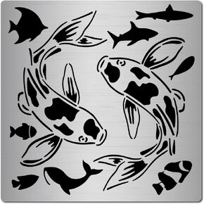 CREATCABIN Flower Geometric Stencils Metal Die Cuts Plaques Cutting Dies Symmetrical Pattern Template Tool for Painting DIY Scrapbooking Craft Album Decorative Embossing Wood Burning 6.3 x 6.3 Inch