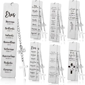 12 Pcs Regalos Cristianos En Español Christian Bookmarks Spanish Christian Gifts Bulk for Women Bible Verse Metal Religious Scripture Cross Inspirational Bookmarks with Church for Prayers Gift