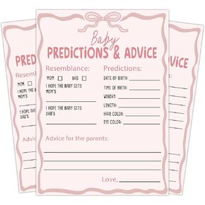 Baby Shower Game Cards, Find The Guest Baby Shower Game, Pink Minimalist Theme Gender Neutral Cards, 25 Gender Neutral Card,Pink Ribbon Bow Party Decorations Supplies (5X7 inches) A04
