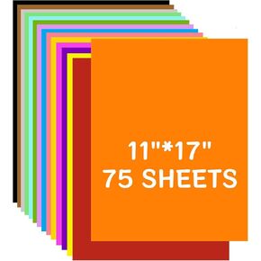 Colored Cardstock A3 Color Large Paper Colored 11"x17" Card Stock 75 Sheets Multi-Color Poster Sheets 15 Colors
