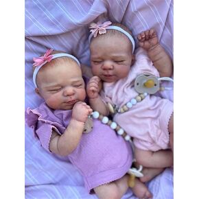 Realistic Newborn Baby Dolls Twins - 19 Inch Reborn Baby Dolls Twins Girl, Lifelike Baby Dolls Soft Body, Silicone Vinyl Newborn Baby That Look Real, Birthday Toy Set for Kids