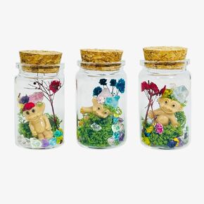 Yintlilocn 3pcs Troll Doll Terrariums Handmade DIY Hand-crafte Lucky Troll Doll encased in 3 Glass Bottles