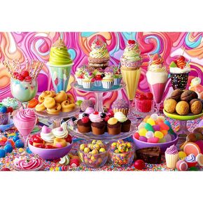 Puzzles for Kids Ages 4-8,100 Piece Puzzles for Kids Ice Cream Puzzle for Kid Ages 4-6 6-8 8-10 Large Piece Jigsaw Puzzle for Children Senior Adult Educational Puzzle Toys Preschool Birthday Gifts