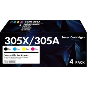 305X 305A Toner Cartridge 4-Piece Combo Pack Compatible for HP 305A 305X CE410X CE411X CE412X CE413X for HP Laserjet Pro 400 Color MFP M451nw M475dn M451dn M476nw M351 M375 M451 M475 Series Printer