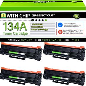 greencycle Compatible for HP 134A Black Toner Cartridge Work with Laser Jet M209dw M234dw M234sdn M234sdw Cannot be Used for Laser M209dwe M234dwe M234sdne M234sdwe and H P+ Printer (4PCS,with Chip)