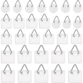 30 Pack Adhesive Picture Hanger Picture Hanging Hooks Without Nails Invisible Adhesive Wall Hangers Plastic Sticky Picture Hangers for Photo Frame Foamboard Plate Wall Art Decor