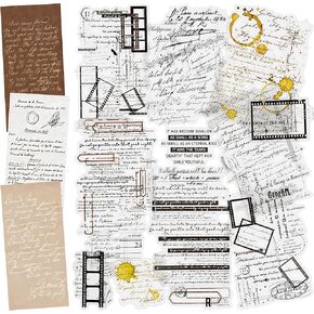 5 Packs Aesthetic Fragment Music Score Sticker Film Strip Graffiti Decal with Retro Letter Text Antique Note Decorative Paper for Journal Card Making Collaging Art Craft Gift Wrapping (Adam)
