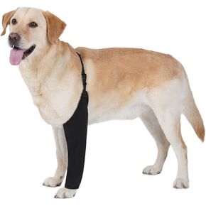 BARKLESS Dog Recovery Suit for Front Leg After Surgery, Breathable Dog Front Leg Sleeve for Male/Female to Stop Licking, Single Sleeve for Left/Right Joint Wound Cover, Cone Alternatives (Black, L)