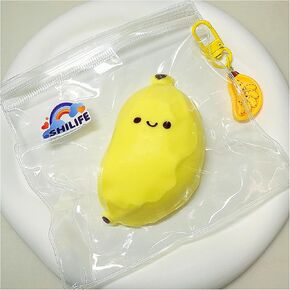 Taba Squishy,Stress Ball, Kawaii Squishies Silica Gel Toys,Stress Relieving Fur Ball OPP Packaging Gifts|Squishy Fidget Toys for Anxiety&Relaxation|Perfect Desk Accessory for Adults (Banana)