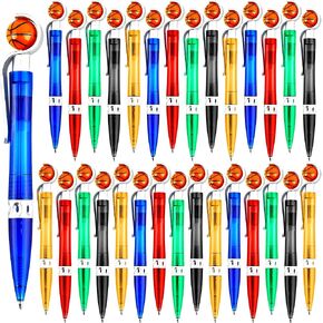 30 PCS Novelty Basketball Pens Sports Retractable Ballpoint Pens Cool Sports Writing Pen Team Presents Pens for Kids School Office Sports Meeting Souvenirs Desk Decor Accessories (Color Set 2)