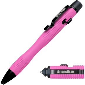 The Atomic Bear Stealth Pen Pro Tactical Pen for Self Defense - Enhanced Writing Survival Pen with Glass Breaker to Escape & Defend - Bonus Training to Protecting Yourself - Great Gift for Men - Pink
