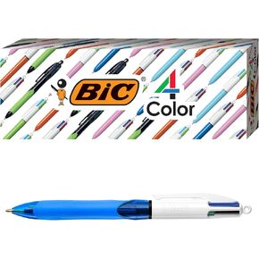 BIC 4-Color Grip Retractable Ball Pen, Assorted, 3 Pack