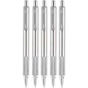 Zebra F-701 Stainless Steel Ballpoint Retractable Pen, Black Ink.8mm Fine Point, 5 Pack