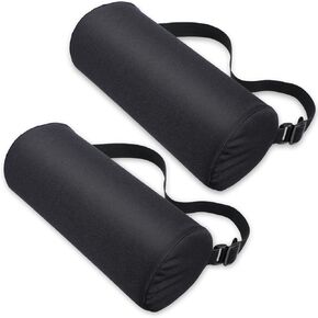 2 Pcs Lumbar Support Pillow Lumbar Roll Lower Pillow Office Seat Cushion with Adjustable Strap and Washable Cover for Travel Gaming Chair Car Seat Pain Relief(Black)