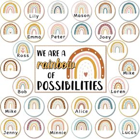 Boho Rainbow Bulletin Board Classroom Decoration Motivational Cutouts Positive Inspirational We are A Rainbow of Possibilities Boho Rainbow Bulletin Board Set for Classroom School Home Wall Decor