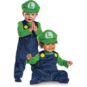 Disguise Luigi Infant Costume, Official Nintendo Super Mario Luigi Costume with Hat for Babies, Size (12-18 mths)
