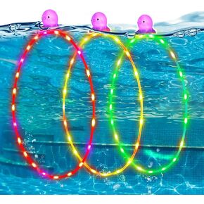 Light up Swim Through Rings for Pool, 31.5 in Octopus Glow in The Dark Diving Rings with 3 Lighting Modes, Light up Hoops to Swim Through Pool Games for Adults
