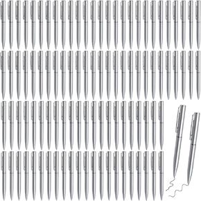 100 Pcs Small Ballpoint Pens, 4 Inch Mini Pens Bulk, for Pocket Notebooks and Notepads, Black Ink (Silver) in Kuwait