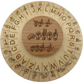Wooden ASL Cipher Wheel & Decoder | Educational STEM Tool for Learning American Sign Language & Cryptography | Unique Gift for Teachers & Students, Durable Escape Room Puzzle Prop