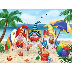 Bits and Pieces 500 Piece Puzzles for Adults - Summer Gnomes Jigsaw Puzzle, Fun 500 Piece Puzzles for Adults, Completed Size 18" x 24" - Perfect Summer Activity