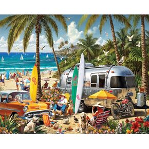 White Mountain Beach Adventure Puzzle 1000 Piece Summer Jigsaw Puzzles for Adults