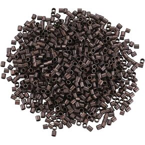 Pandahall 400Pcs Tiny Brass Tube Crimp Beads End Caps Column Crimps Stopper Beads Nickel Free for DIY Jewelry Making (Silver Color)
