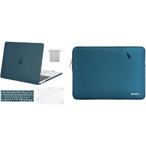 MOSISO Compatible with MacBook Pro 13 inch Case 2016-2020 Release A2338 M1 A2289 A2251 A2159 A1989 A1706 A1708 & Vertical Sleeve Bag with Pocket, Deep Teal